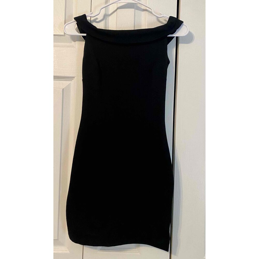 IN AWE Awesomeness TV Black Sleeveless off shoulder Sheath Dress Womens xs